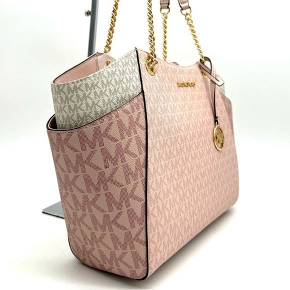 Michael Kors Large Jet Set Travel Chain Shoulder Bag Powder Blush Multi - Picture 4 of 10